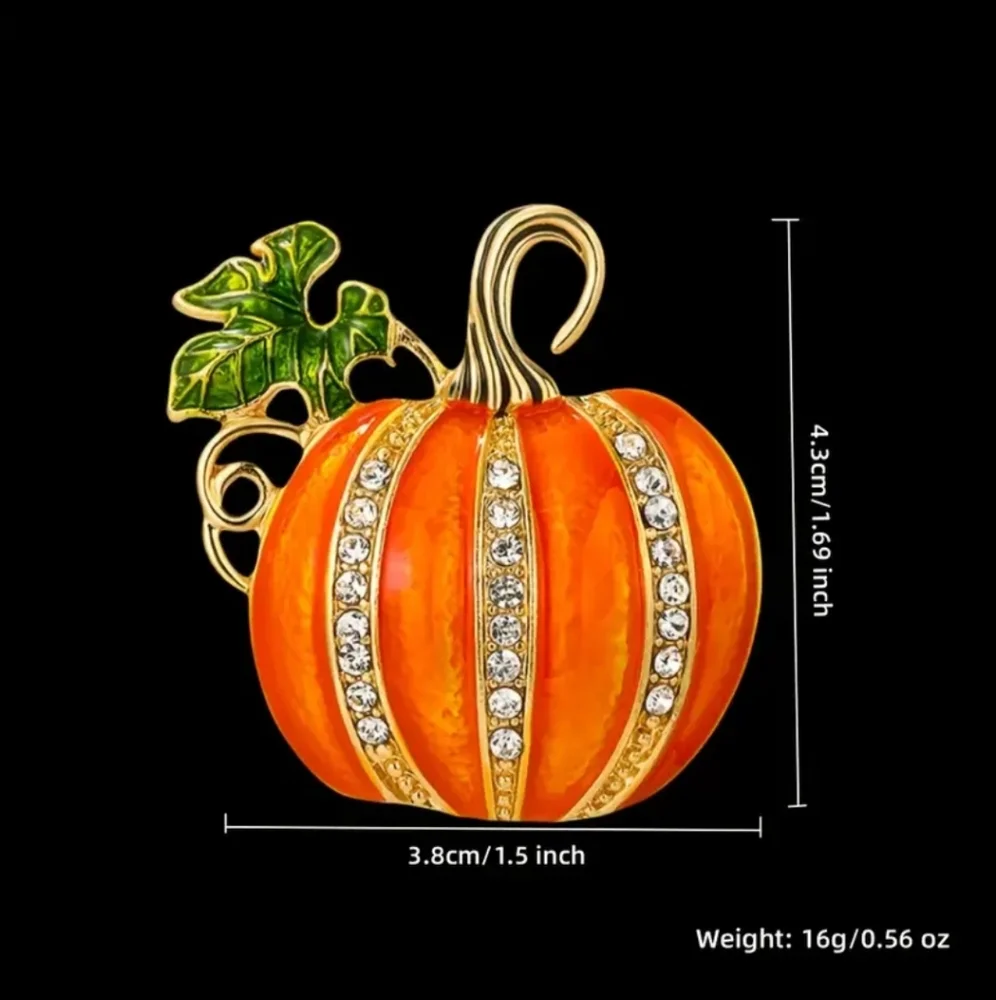 Halloween Pumpkin Brooch Enamel Pin Backpack Lapel Pin, Rhinestones